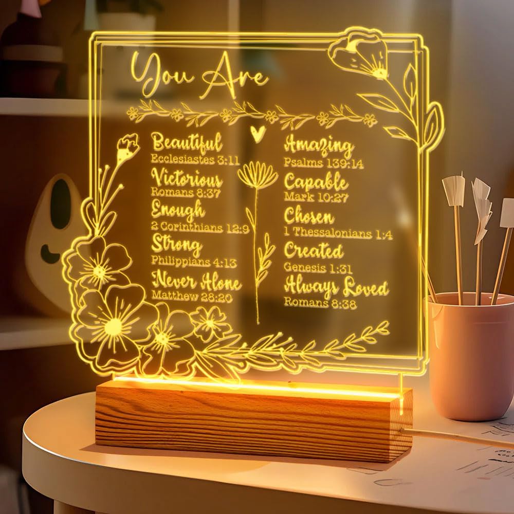 Christian Personalized Gift – LED Night Light with Jesus and Cross Design