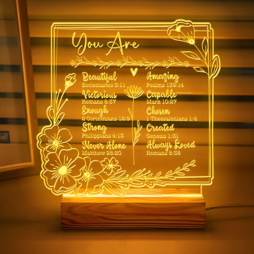 Christian Personalized Gift – LED Night Light with Jesus and Cross Design