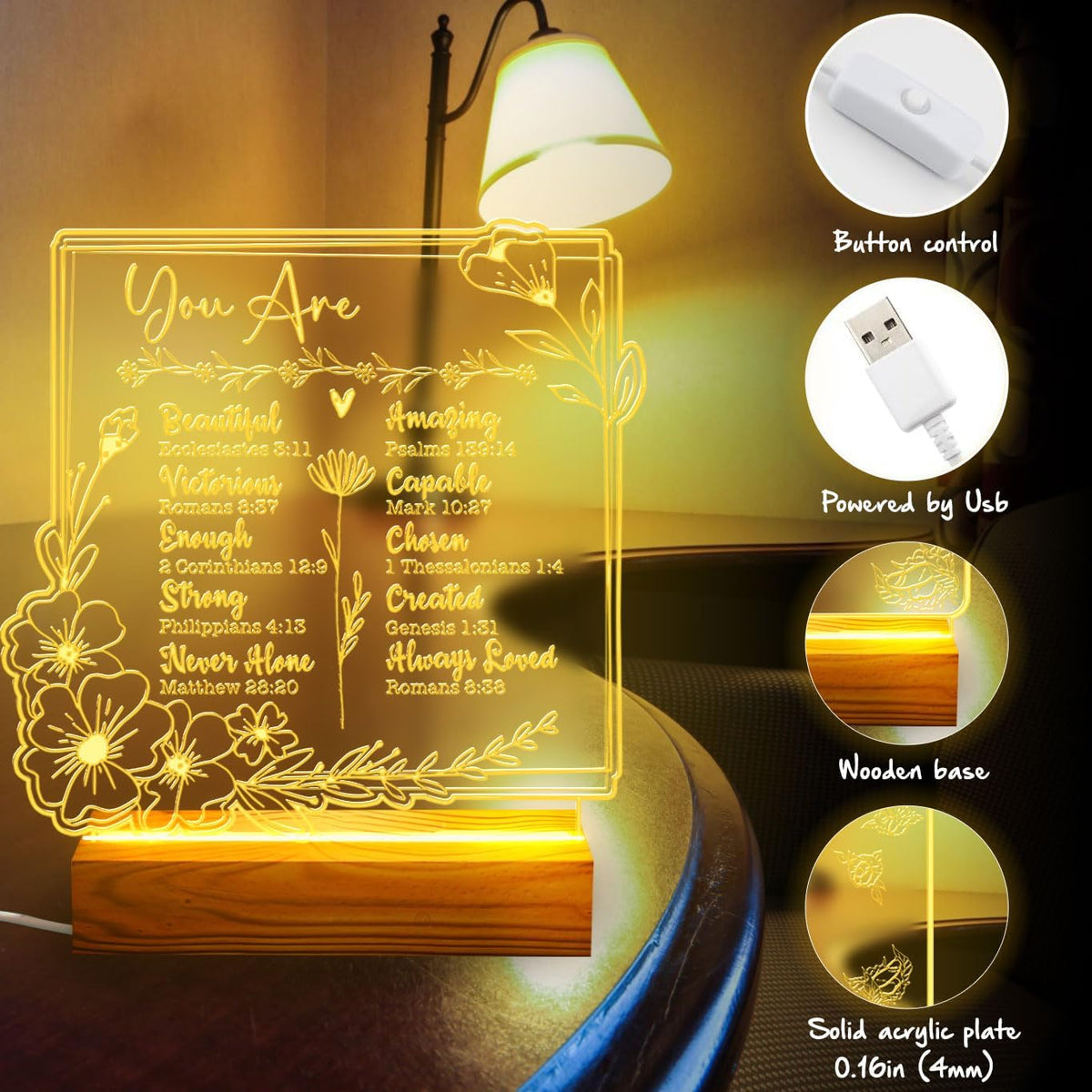 Christian Personalized Gift – LED Night Light with Jesus and Cross Design